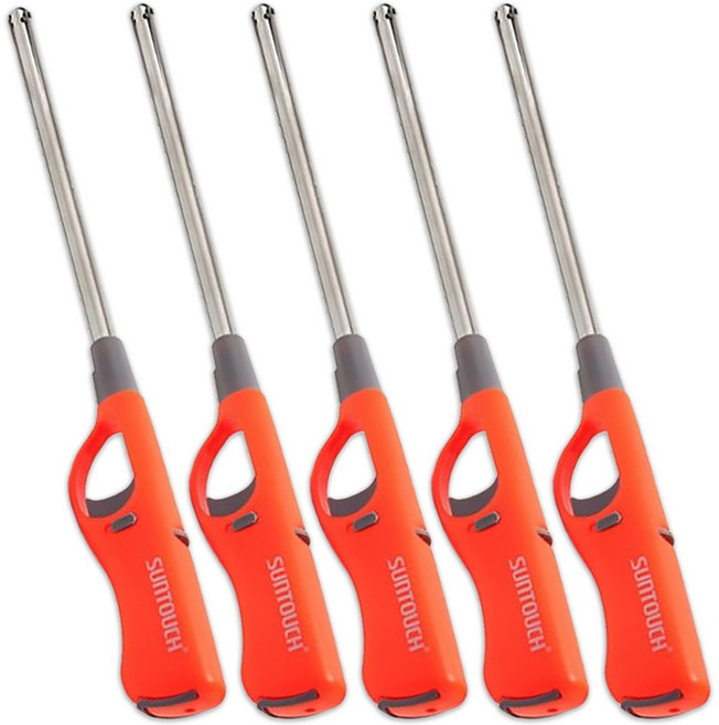 청사기공 썬터치 가스점화기 라이타총 불총 주방라이타 멀티충전식가스점화기, 5개, 오렌지