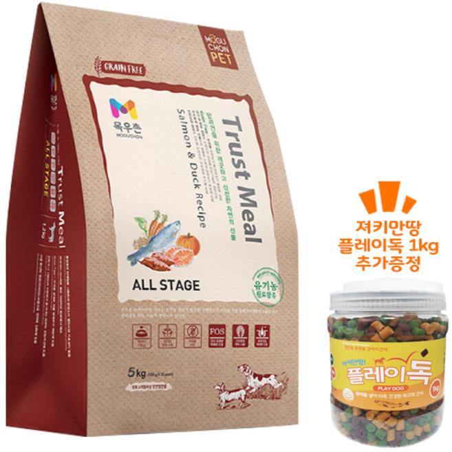 목우촌 트러스트밀 올스테이지 5kg 1개 + 져키만땅 플레이독 1kg 1개, 오리