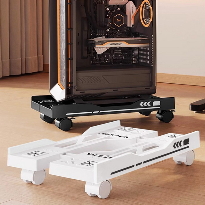 스피세프 이동식 PC받침대 조절형 컴퓨터 본체받침대, 화이트, 1개