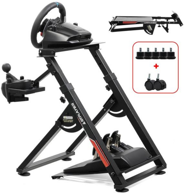 GT플레이어 시뮬레이션 레이싱 휠 스탠드 시뮬레이터 조종대 스티어링 기어 변속기 거치대 로지텍 G25 G27 G29 G920 G923 트러스트마스터 T330TS 게이밍 페달 미, white