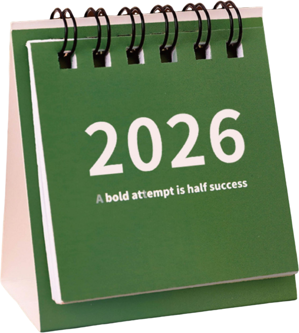 Helena 2025迷你小桌曆 ins風擺件 家居裝飾 辦公室療癒小物 禮物 可愛月曆 大學生 聖誕節, 綠色, 1個