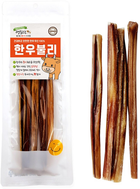멍도락 한우불리스틱 천연콜라겐 오래먹는껌 100%한우우신 강아지수제간식, 한우우신 중형, 50g, 3개