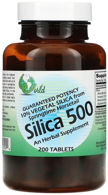 월드오가닉 실리카 500 태블릿 200정 (1정당 50mg), 1개 - 쿠팡