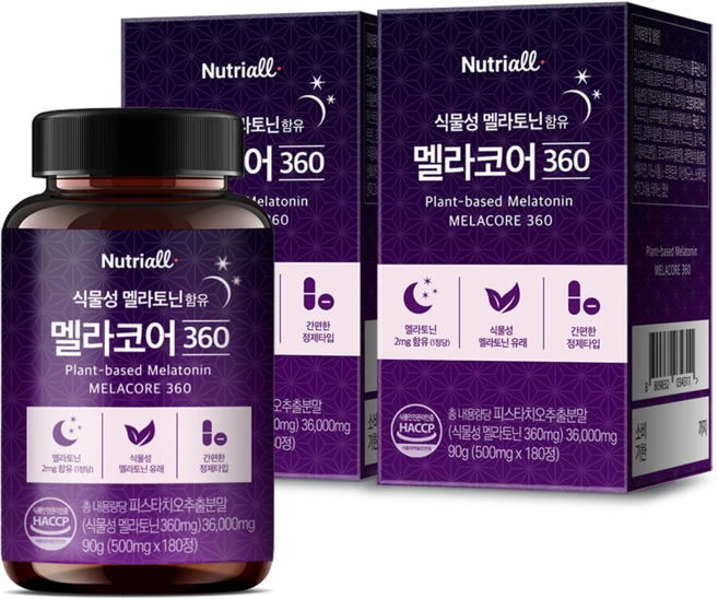 식물성 멜라토닌 1일 2mg 함유 멜라코어 HACCP 식약청인증 6개월분, 2박스, 180정 - 쿠팡