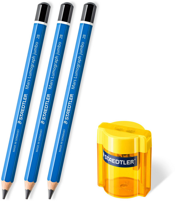 스테들러 점보 100J 2B (연필3+2홀 연필깎이1), 2B 3 (100J), 옐로우1 (513-006), 1세트