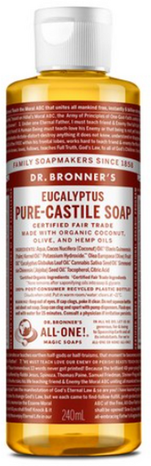 닥터브로너스 유칼립투스 퓨어 캐스틸 솝 바디워시, 240ml, 8개