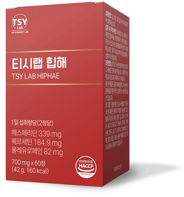 티시랩 힙해 배변 후 케어 헤스페리딘 퀘르세틴 올레유로페인 700mg, 1개, 60정 - 쿠팡