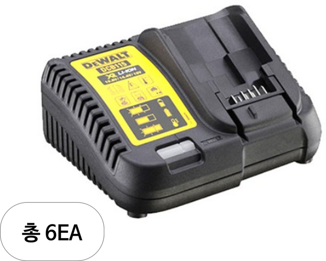 디월트 리튬이온 충전기 DCB115 10.8V / 14.4V / 18V + XR 리튬이온 배터리 DCB182 18V 4.0Ah, 6세트