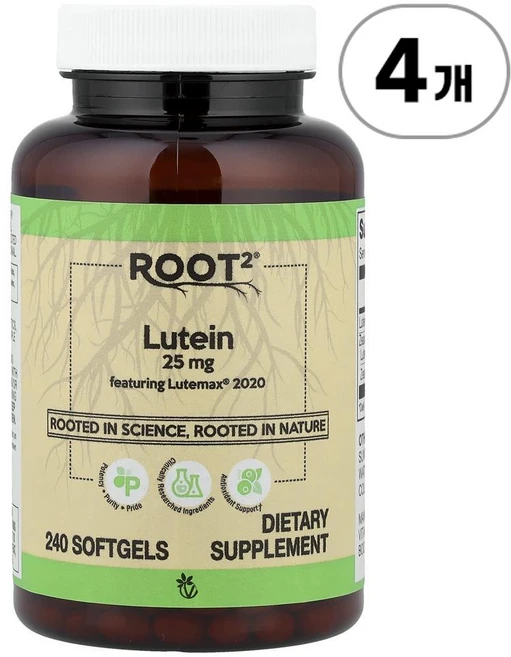 비타코스트 루트2 루테인 위드 루테맥스 2020 Vitacost Root2® Lutein Featuring Lutemax® 240정, 4개 - 쿠팡