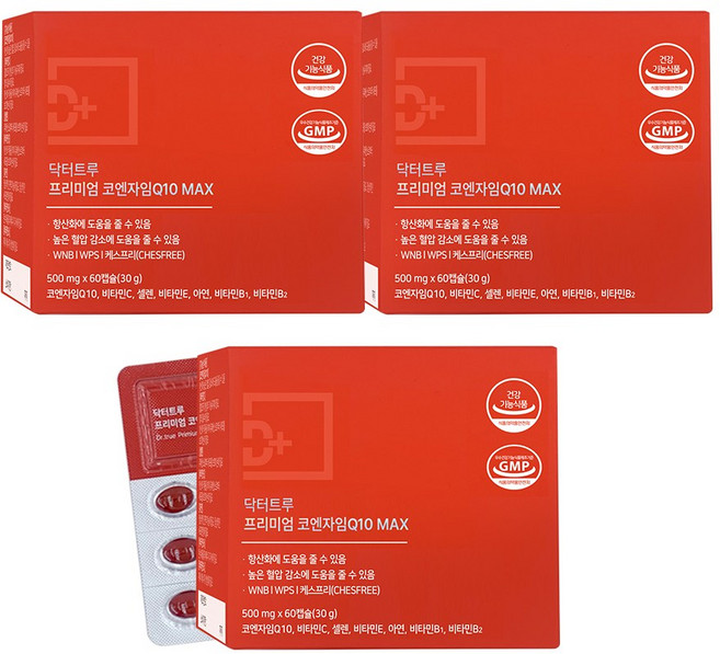 닥터트루 프리미엄 코엔자임 Q10 MAX 코큐텐 혈압 항산화 남성 여성 영양제, 60정, 3개