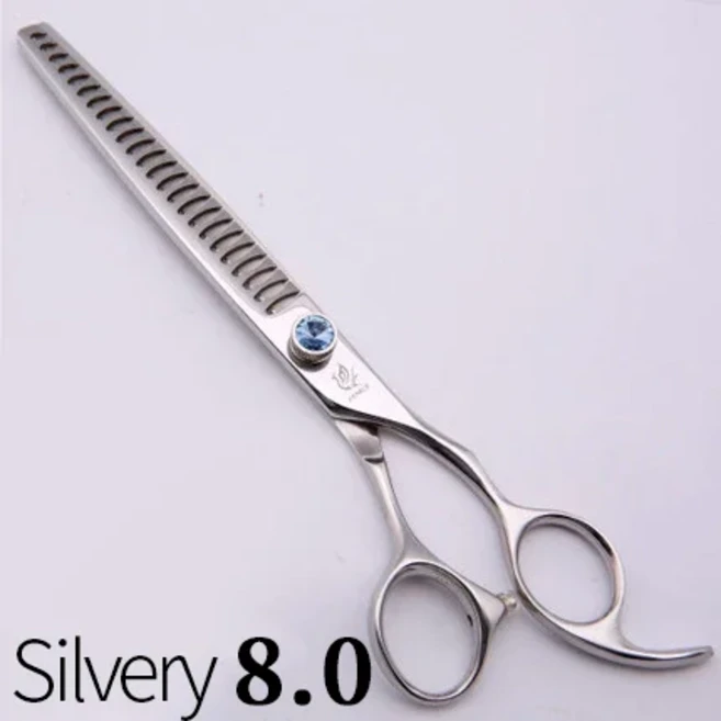Fenice 전문가용 미용 장비 가위 고품질 JP440C 스테인리스 스틸 시닝 가위 7.5 인치, 02 Silver 8.0