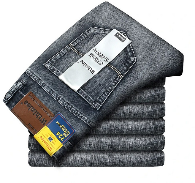 WTHINLEE 29-40 남성용 봄 가을 클래식 바지 스트레이트 비즈니스 블루 블랙 청바지 슬림핏 캐주얼 작업 바지