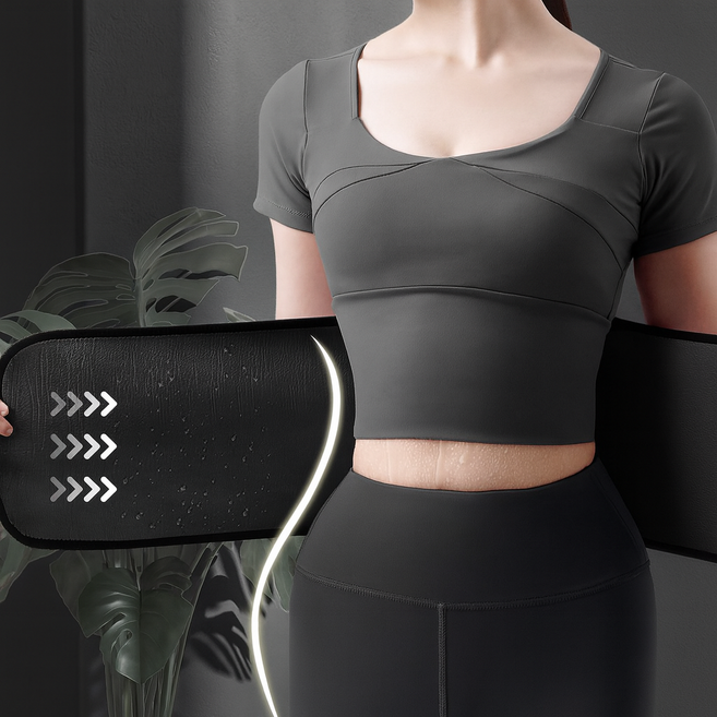 운동용 허리 압박 다이어트 스트랩 밴드 땀복 복대, 블랙, 1개