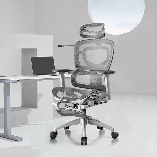 HOMEY NEST 인체공학 3D 풀메쉬 허리디스크 예방 컴퓨터 사무용의자 HN-OC9Q, 그레이