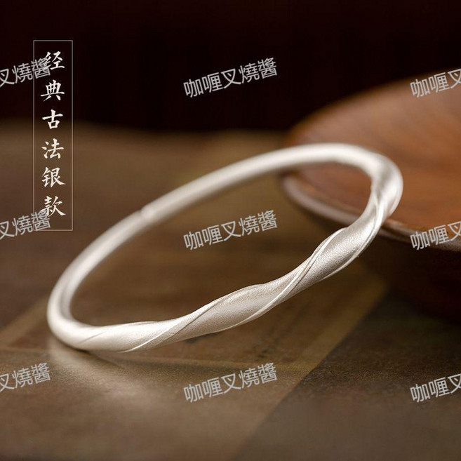 925純銀麻花開口手鐲 適合年輕女性的禮物
