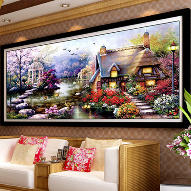 실십자수 꿈의 마을 풍경 도안 패키지 11CT, 70x40cm면사3가닥자수, 1개, 70x40cm 면사 3가닥자수