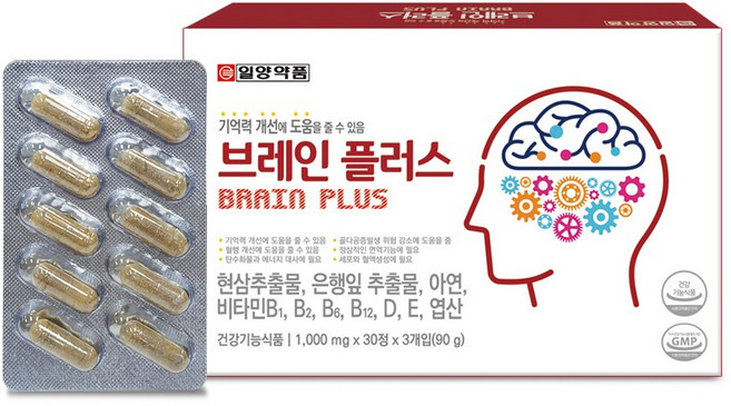 일양 브레인플러스 현삼추출물 은행잎추출물 기억력 30정 x 3개월 (총 90정), 1박스, 90g
