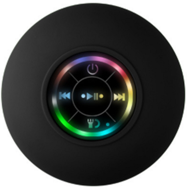BONJOUR 방수 블루투스 스피커 LED 발광 방수 욕실 블루투스 스피커, 블랙