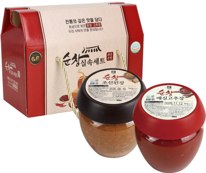 순창 매실고추장 500g + 된장 500g 2종 선물세트 / 설 추석 명절세트, 12개, 1kg