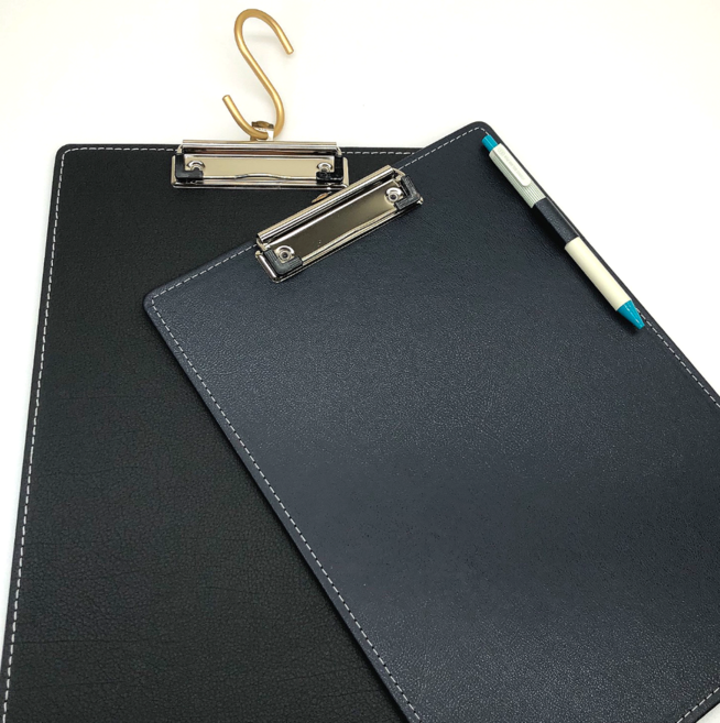 문구로드 pu 펜홀더 가죽 클립보드 A4 걸이형, 3개, 진청