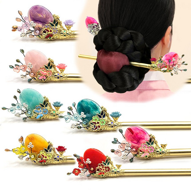 능소화 비녀 7컬러 대비녀 장잠 중전비녀 사극비녀 전통비녀 긴비녀