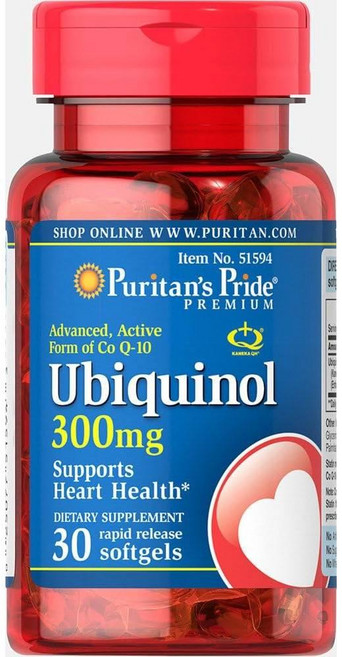 퓨리탄스프라이드 유비퀴놀 300mg 코큐텐 소프트젤 Puritans Pride Ubiquinol, 알약/캡슐, 30정, 1개