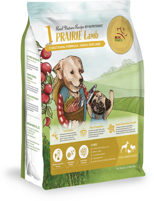 瑞威 Real Power 幼犬亮毛溫和配方 草原羊肉飼料, 2kg, 1個, 混合口味