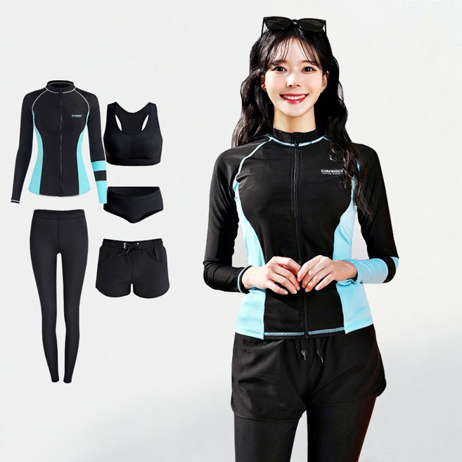 서프라이더 5종 풀세트 여성 블루라인 집업 래쉬가드 빅사이즈