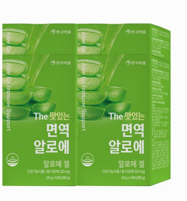 [안국약품] 면역력&장건강에는 면역 알로에 14포X2박스 (4주분), 4박스, 280g