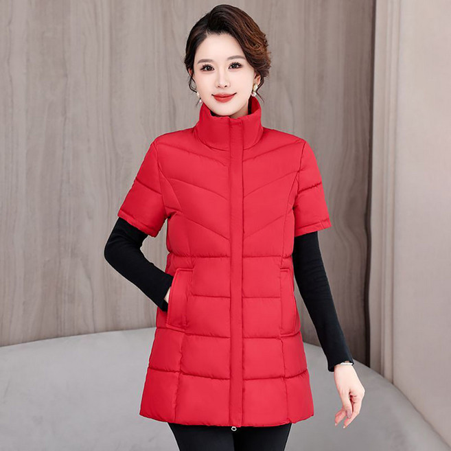 [베스트셀러] 지고다그 가을 겨울 여성용 반팔 퀼팅 조끼 따뜻하고 편안한 디자인 허리선 조절 MY0816