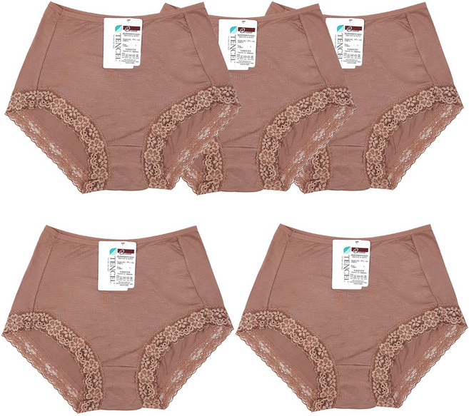 아이보리7 고급텐셀 삼각 데일리 스판 레이스텐셀팬티 5종세트 930412345EA