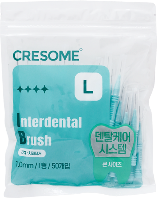 크리썸 휴대용 치간칫솔 대용량 치석제거 I타입, 1세트, 50개입, 1mm