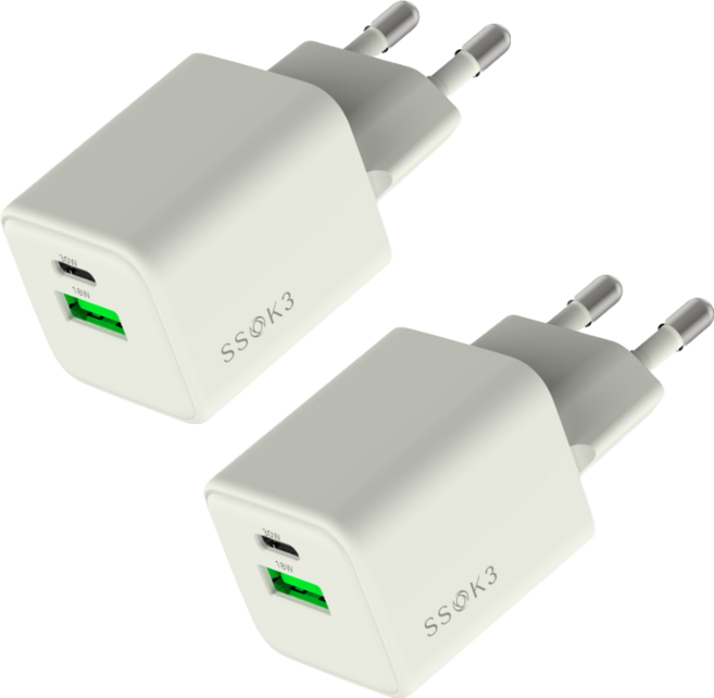 SSOK3 2포트 고속 충전기 어댑터, 2개