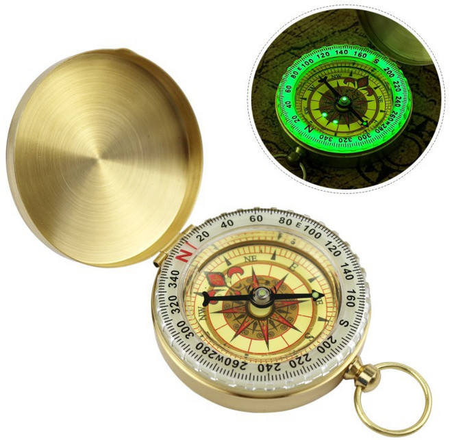 빈티지 나침반, 1개, 골드