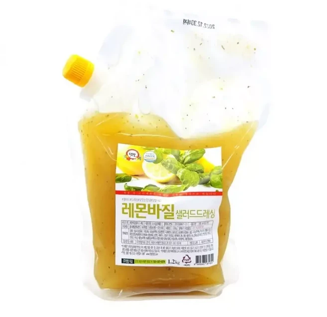텃밭 레몬 바질 샐러드 드레싱 냉장 대용량 업소용 식당용 홈파티 브런치, 1.2kg, 1세트