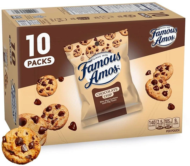 Famous Amos 오리지널 레시피 초콜릿 칩 바이트 사이즈 쿠키 10팩 박스 283.5g(10온스), 283g, 1개 - 쿠팡
