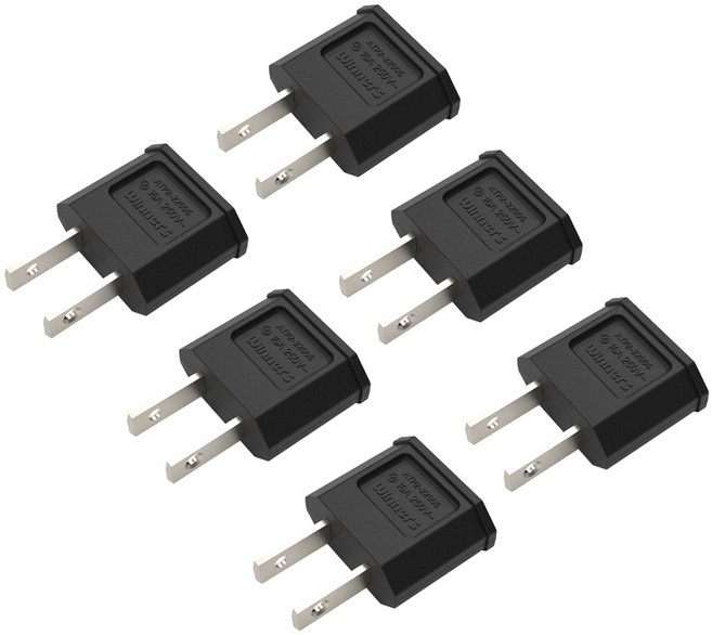 크리스탈클라우드 국산 돼지코 220V 변환 110V 플러그 여행용 어댑터 6개입, 1세트, 블랙, 4cm