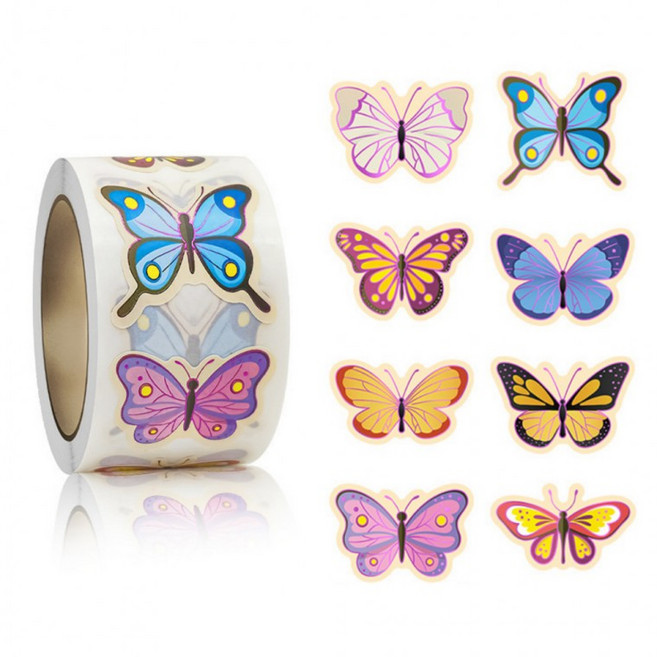 250개입 8색상 나비 스티커, 1세트, 혼합색상(S6146) 250매