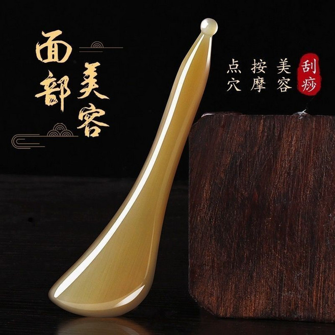 牛角刮痧板 臉部按摩器 撥筋棒, 1個