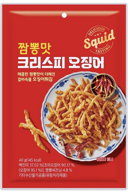 짬뽕맛 크리스피 오징어, 7개, 40g