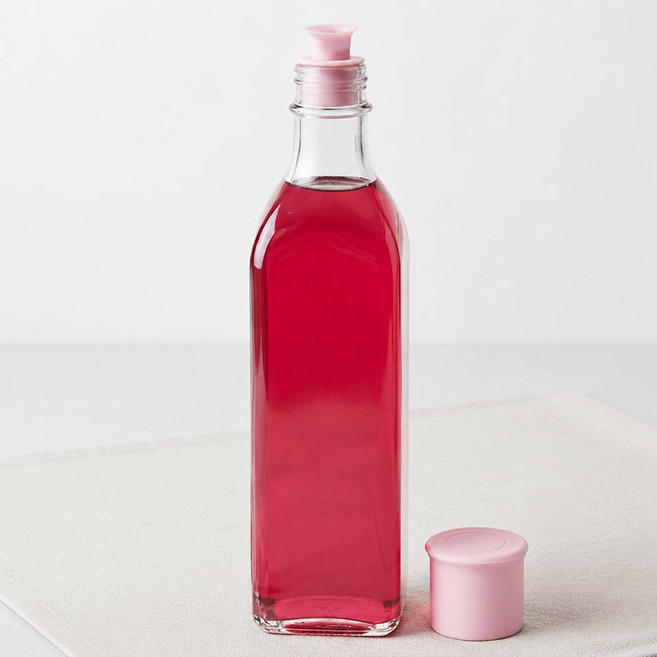 헥사 꾹꾹 국산 오일병 참기름병 실리콘뚜껑 300ml 사각 투명 (FN300S), 꾹꾹FN300S_옐로우