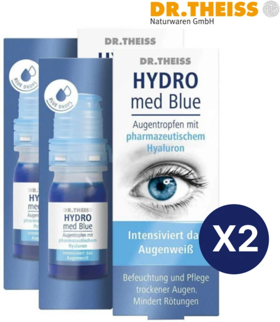 Dr Theiss 닥터타이스 하이드로 메드 블루 눈 보습액, 2개, 10ml - 쿠팡