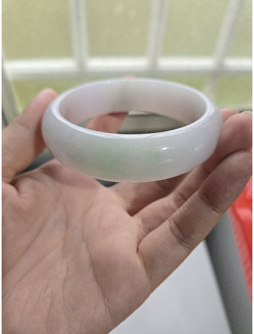 七彩A貨翡翠寬版手鐲，紫羅蘭漂綠女鐲，平安玉鐲