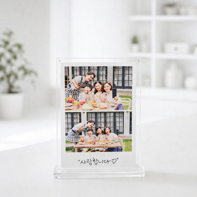 몽이아 4x6 투명 아크릴 자석 냉장고 스탠드 사진액자 인생네컷 포토이즘 초음파, 1개, 자석투명아크릴액자세트+받침대