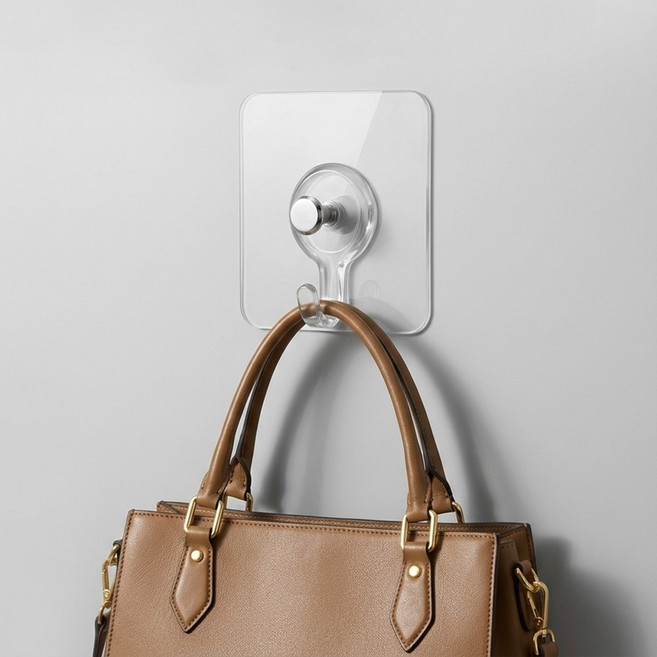 하루손길 벽걸이 후크 접착식 후크 무타공 걸이 무타공 액자걸이 가방걸이, 투명, 12개