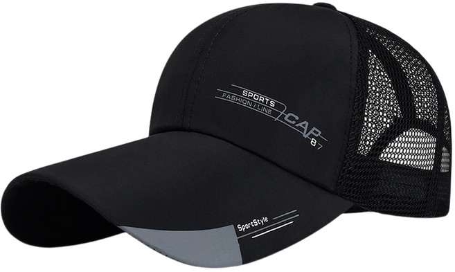 加長加寬帽簷 運動跑步遮陽帽 韓版鴨舌棒球帽, 網洞帽-黑色, 1個