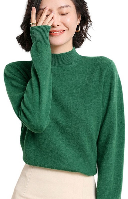 여성용 데일리 반폴라 스판 부드러운 긴팔 스웨터 니트 Knitted T-shirt H012