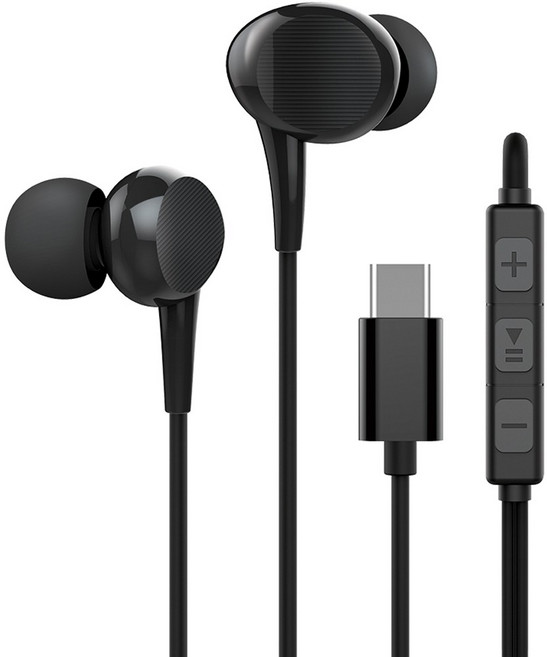 플레오맥스 C타입 스테레오 유선 이어폰, 블랙, PM-C500