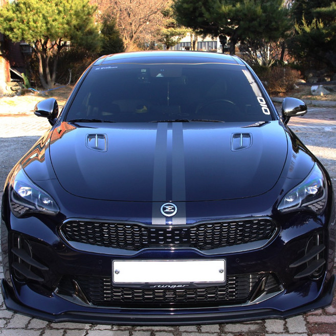 [주주파츠몰] 기아 스팅어 본넷 트렁크 라인 데칼 스티커 바이퍼 포인트 라인 튜닝 용품 호환 용품, 레드 카본, 1개