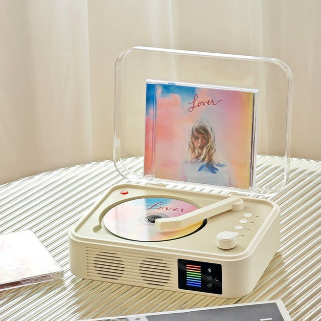 블루투스 cd플레이어 무선 스피커 시디 충전식 충전 벽걸이 내장 리모컨, 3. 화이트/SONY칩/HIFI/양방향BT